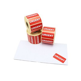 50mm x 25mm Printed Red and White Urgent Warning Labels. 1,000 Labels per roll.