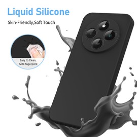 YXKJ - Hülle für Redmi 14C / Poco C75 / Redmi A4, mit 2 Stück Panzerfolie, Ultra Dünn Flüssigsilikon mit Microfiber Schutzhülle [Seidige Berührung] [Stoßfest] [Kratzfest] - Schwarz