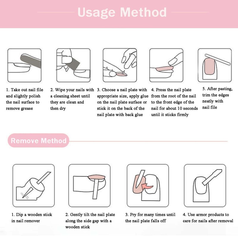 24PCS French Tip False Nails - Pink Short False Nails