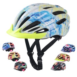 Kids Bike Helmet for Boys & Girls Ages 5-7-9-10-12-14 Adjustable Kid Cycle Helmet with Visor & Light, Lightweight & Safe for Cycling Scooters and Skating 50-57cm (Light Blue)