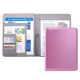 Case-it Business Meeting Padfolio | Professional Portfolio with Letter Size Writing Pad, PAD-39 Metallic Pink