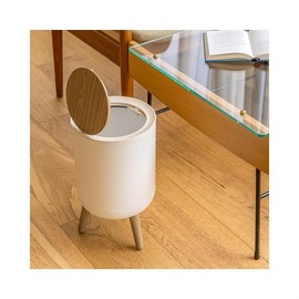LuminaD Round Wood One-Touch Interior Waste Bin, 7 Liter 7L