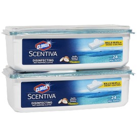 Clorox Scentiva Disinfecting Wet Mop Pad, Disposable Mop Heads, Multi-Surface Floor Mop, Pacific Breeze & Coconut, 24 Count (Pack of 2) - Package May Vary