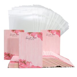 3.5 x 2.4 inch Pink Necklace Display Cards With Bags Earring Display Cards Sets Earring Packing Holder Cards With bags Jewelry Packing For Earring Necklace Jewelry Packing 100Pack Paper 100Pack Bags