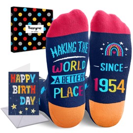 HAPPYPOP 1954 Birthday Gifts Ideas - Socks for 72 Year Old, 72nd Birthday Gifts for Women Men with Greeting Card