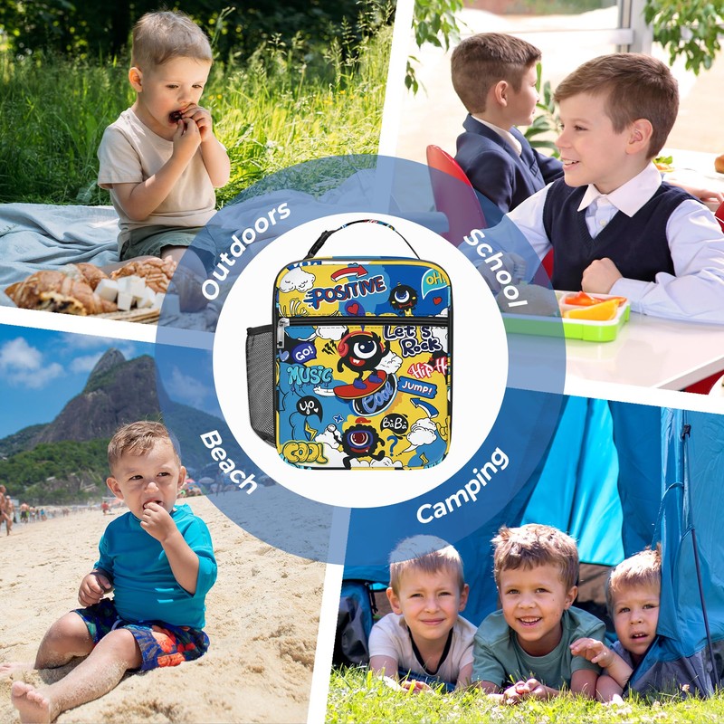 Clastyle Monster Insulated Kids Lunch Bag Large Thermal Cooler Bag