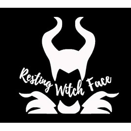 Maleficent Resting Witch face Makarios LLC |Cars Trucks Vans Walls Laptop MKR| White |5.5 x 5.25|MKR671