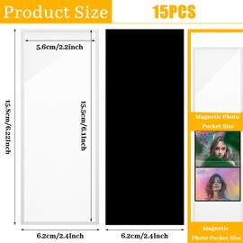 HAOWANWW 15 Pcs Magnetic Photo Frame Fridge White Magnetic Picture Frame 2x6 Flexible Magnetic Photo Holder PVC Frames Magnet Photo Sleeves for Refrigerator Window Tile Wall Door Photo Booth