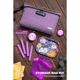 MAICHENG Smell Proof Bag with Combination Lock, Carbon Lined Odor Proof Pouch, Large Smell Proof Containers, Travel Medicine Lock Bag Gifts for Women, 6 in1 Kit, Purple