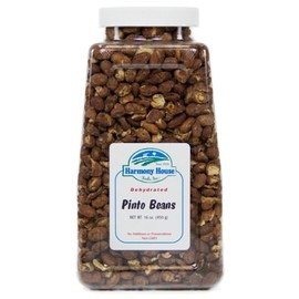 Harmony House Foods TRUE Dehydrated Pinto Beans - Easy Cook (16 oz, Quart Size Jar)