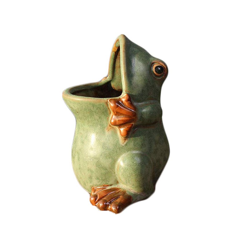 MONMOB Ceramic Frog Shaped Plant Pot Bonsai Flower Pot ucculent