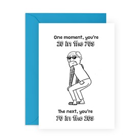 CENTRAL 23 70th Birthday Card for Him - 70 in the 20's - Gifts for Dad, Grandfather, Uncle, In-Law, Men, Family, Retired, Seniors - Seventy - Old Guy, Funny Dancing - Comes with Stickers