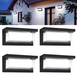 BIRITALO 4 Pack 6000K Outdoor Porch Lights, 18W 1800LM LED Wall Lighting, IP65 Waterproof Rustproof Aluminum Modern Exterior Fixtures for Front Door, Patio, Backyard
