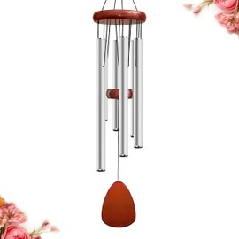 Bursvik 28" Wind Chime for Mothers Day, Decorative Wind Chimes for Outside, Memorial Windchimes Remembrance Gift for Women Mom Grandma, Metal Wind Chimes Outdoor Decor for Garden Patio Zen(Silver)