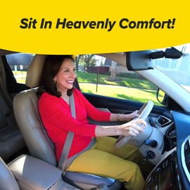 Angel Ride Premium Auto Cushion with Memory Foam, AS-SEEN-ON-TV, Advanced Lumbar Helps Relieve Pressure Points, Molds to Any Body, Drive in Heavenly Comfort in Any Vehicle, Washable Cover