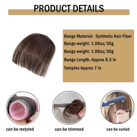 Spiferpo Clip-in Hair Fake Bangs Extensions,with Invisible Clips Airy French and Air Bangs Thin Hair with Temple Coverage for Women Curved Bangs Easy to Style Seamless Blend Natural for Daily Wear