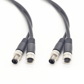 Keisnoaja 2 Pcs M8 4 Pin Serial Cable 180 Degree Male to Female Plug Connector, Waterproof Connector (2M)