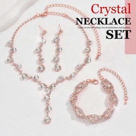 Sixexey Rhinestone Wedding Jewelry Set Bridal Jewelry Sparkly Prom Party Elegant Costume Jewelry Necklace for Women (B)