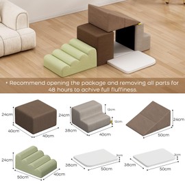 BanaSuper 6-Piece Kids Climbing Foam Blocks Playset - Soft Indoor Activity Toys for Toddlers, Gross Motor Development and Coordination (Grey)