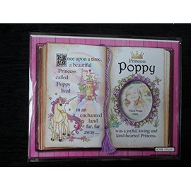 Gift for Poppy Princess Unicorn Mount with Special Verse and Choice of Photo Frame (Brown Frame)