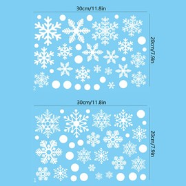Kisstta 2 Stück Fensterbilder Weihnachten, Weihnachtsdeko Fenster Winter Schneeflocken, 30 * 20CM, Deko Weihnachten, Fensterdeko Weihnachten, Fenstersticker Weihnachten