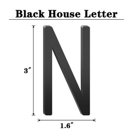3 Inch Floating Aluminum House Address Numbers Letters, Modern Metal House Numbers for Outside, Black Metal Door Address Letter and Number for Home Garden Office Apartment (N)