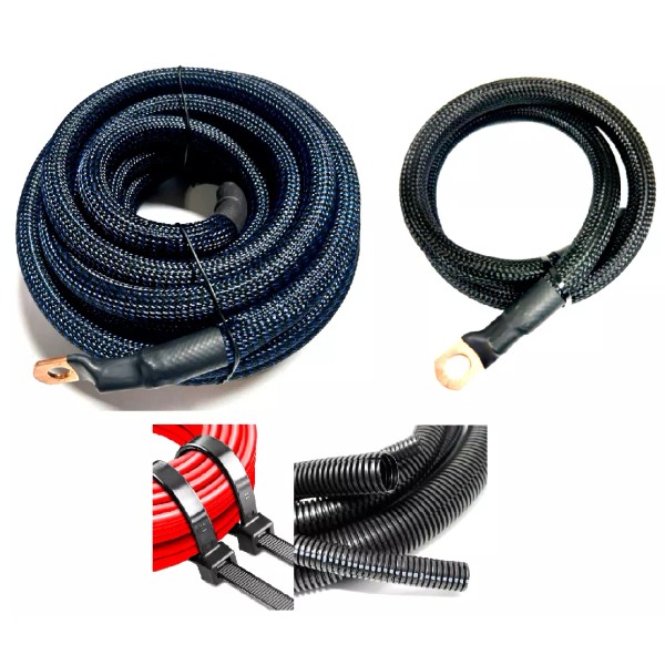 225 Battery Relocation Kit 1/0 ga OFC COPPER 12' Blue/Blk+