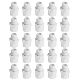 PATIKIL NPT1/2 PVC Male Adapter Pipe Fitting, 25 Pcs Furniture Grade Male Threaded Pipe Slip Coupling Connector for Building Pool Products Greenhouse Garden