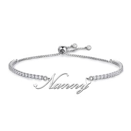 Kraven Silver Plated Mum Bracelet Created with Zircondia Crystals, Tennis Bracelet for Women Teen Girls Birthday Christmas Valentines Day Graduation Gifts for Women Girls (Nanny)