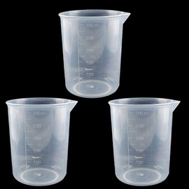 Waziaqoc 250ml-300ml Plastic Graduated Beaker (3 Pack), Transparent PP Measuring Cup Mixing Cup for Kitchen Lab