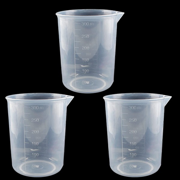 Waziaqoc 250ml-300ml Plastic Graduated Beaker (3 Pack), Transparent PP Measuring