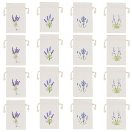 Ziyonix 16 Pcs Sachet Empty Bags Lavender Sachet Bags Small Cloth Bags with Drawstring Empty Dried Flowers Bag Embroidered Lavender Bags Lavender Linen Bags to Fill Lavender, Spice and Herbs