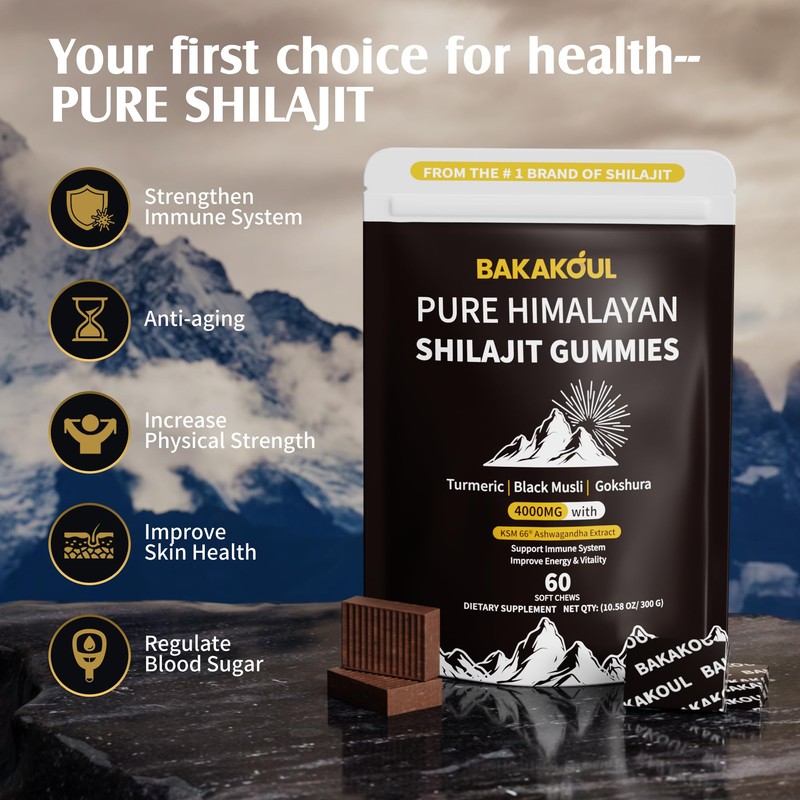 Shilajit Gummies,Pure Shilajit Himalayan with Ashwagandha,Turmeric Sugar-Free,Organic Gummy for Men