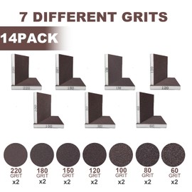Pack of 14 Sandpaper Wood Sanding Sponge, Sanding Blocks 60/80/100/120/150/180/220 Grit Sandpaper Reusable for Wood Metal Wall Foam Drywall