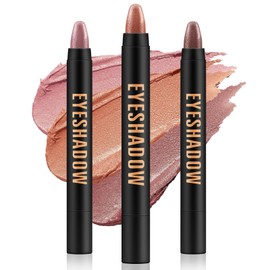 Apooliy 3pcs Creme Lidschatten Sticks,Hochpigment Schimmer Lidschatten Crayon，Lange Abnutzung Lidschatten Stift,Augen Makeup Aufheller Stift,Wasserdicht
