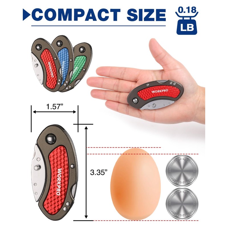 WORKPRO Folding Utility Knife Set Quick Change Blade, Back-lock Mechanism