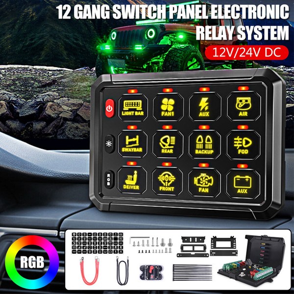 Unbranded RGB 12 Gang Switch Panel ON/OFF LED Light Bar