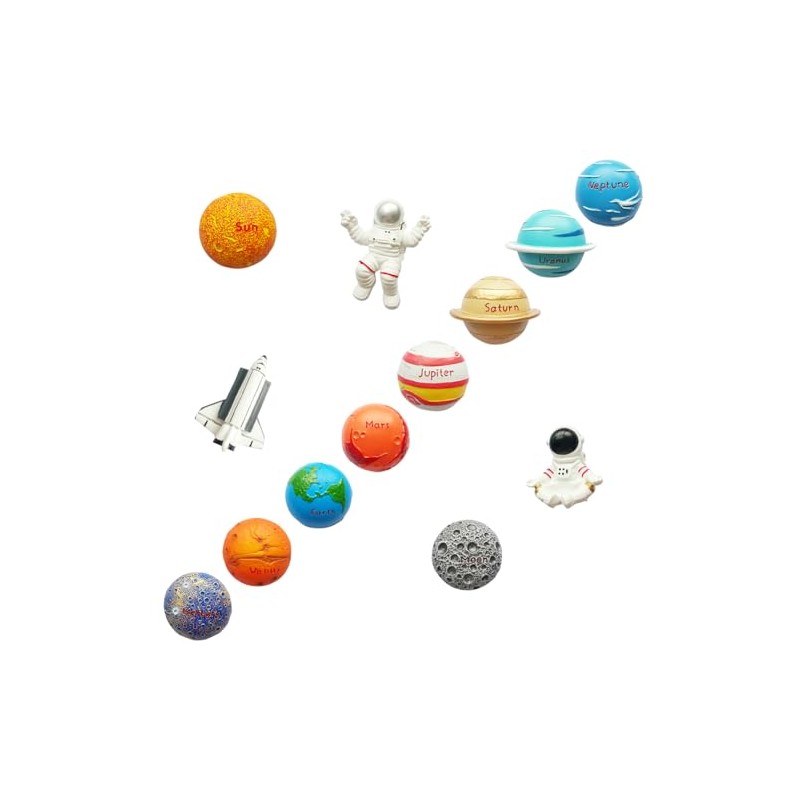 13 Pcs Space Themed Fridge Magnets, Planetary Spaceship Astronaut Refrigerator