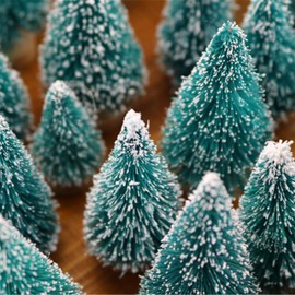 SevenMye 30pcs DIY Mini Christmas Trees Desktop Home Decor Christmas Decoration Kids Gift Pine Needle Christmas Tree