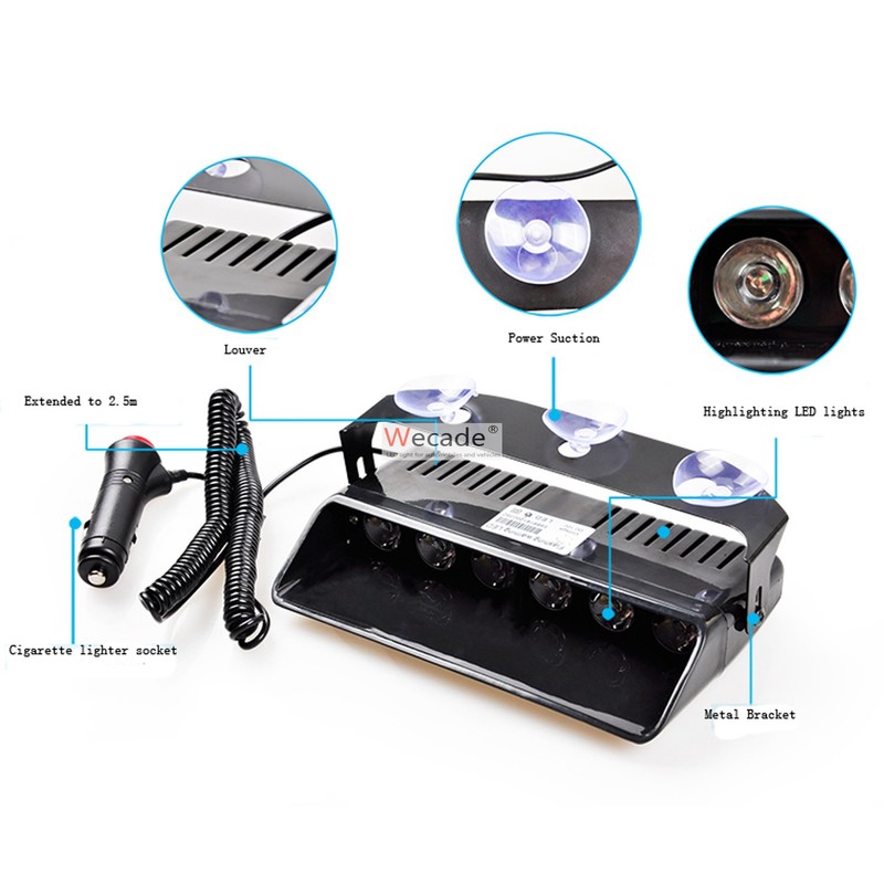 Wecade® 16 Changing Modes 6w Super Bright LED Visor Dashboard