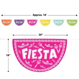 Beistle Fiesta Picado Style Plastic Buntings, 6-Count, Vibrant Multicolor Decorations for Cinco de Mayo, Mexican-Themed Parties, Taco Tuesdays, Fiestas and Outdoor Events, 30” x 18”