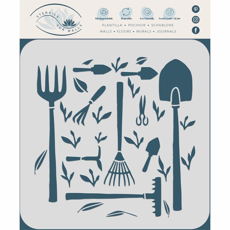 Garden Tools Stencil, 10 x 10 Inch (L) - Hoe
