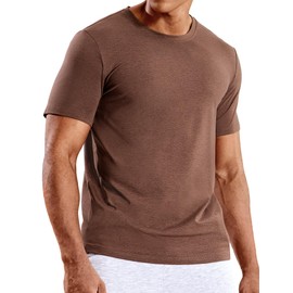 MIER Men's T Shirts Short Sleeve Dry Fit Soft Athletic Tshirt Moisture Wicking Active Casual Running Tee Tops, Crew Neck, Heather Brown, L