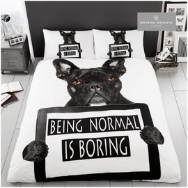Gaveno Cavailia WILDLIFE 3D BULL DOG Bed Set with Duvet Cover and Pillow Case Multi, Polyester-Cotton, Black, Single