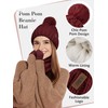 Aneco Women Winter Beanie Hat Scarf Gloves with Pom Pom