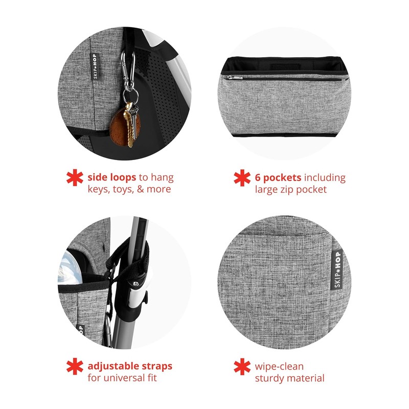 Skip Hop Grab & Go Ultra Stroller Organizer, Grey Melange