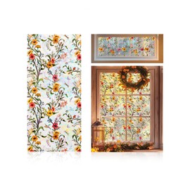 Stained Glass Window Film Static Cling, Privacy Window Film Stained Glass Decorative Non-Adhesive, Film for Windows Privacy Covering for Home Bathroom Door, 17.7 x 39.4 Inches