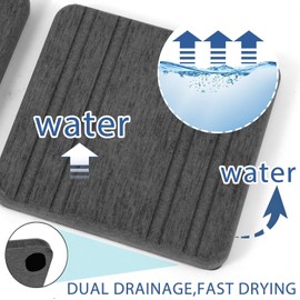 3PCS Water Absorbing Stone Tray, DryingNeat Diatomite Stone Sink Tray, Coasters, Kitchen Sponge Hand Soap Holder, Countertop Fast Drying Counter Tray,8 * 4inch and 4 * 4inch (Dark Gray Stripe)