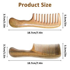 Wooden Comb, Comb with Large Teeth for Curly Hair, Hair Brush, Antistatic Comb, Natural Green Sandalwood, Suitable for All Hair Types (Style Aléatoire)