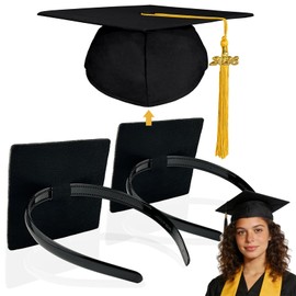 LIHELEI Graduation Cap Headband, Pro-Grip Stabilizer Grad Cap Headband Insert for Suitable for All Hairstyles-2 Pack Black